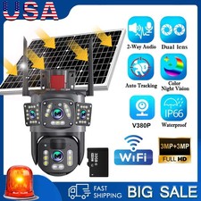 Solar Security Cameras WiFi Wireless Outdoor Night Vision Surveillance 32GB Card