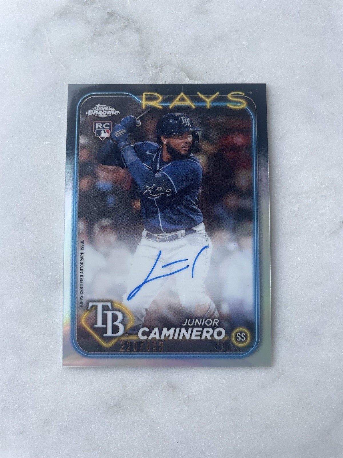 2024 Topps Chrome Junior Caminero RC Rookie Auto Refractor /499 #RA-JCA - WBC