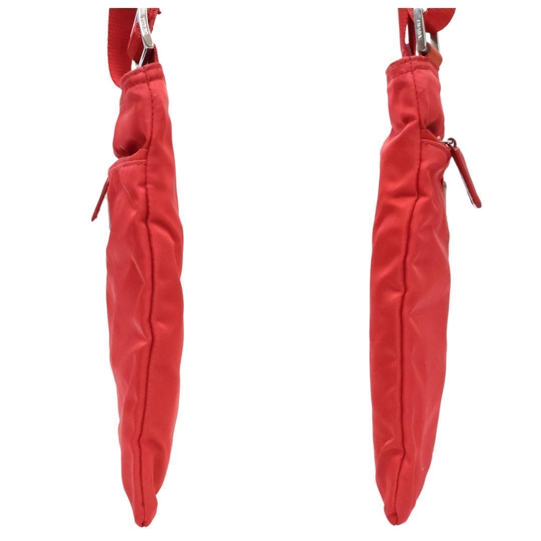 PRADA Nylon Red Triangle Logo Shoulder Bag Authentic Leather Crossbody Bag thumbnail 5