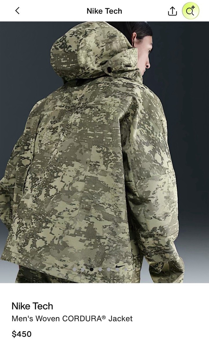 Nike Tech Woven CORDURA Jacket Camo Men's Size Small IF8494-276