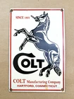 VINTAGE COLT MANUFACTURING 12x8" RIFLE PISTOL GAS OIL GASOLINE PORCELAIN SIGN