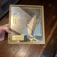 1930s Houston Texas Ben T. Wilson Chevrolet Gm Mirror Thermometer Mallard Duck