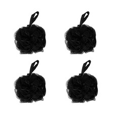 4 PCS Black 50g Bath Sponge Shower Loofahs Mesh Pouf Scrunchies Body Wash Puff