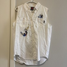Vintage 90s Mickey Unlimited Embroidered Vest Women White Size Large