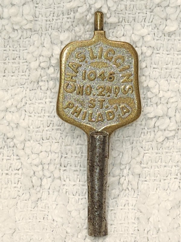 Antique 1800s Chas. Liggins Advertising Pocket Watch Key