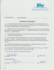 Carlos Hernandez - Signed Topps Baseball Card Contract - Topps COA - Astros