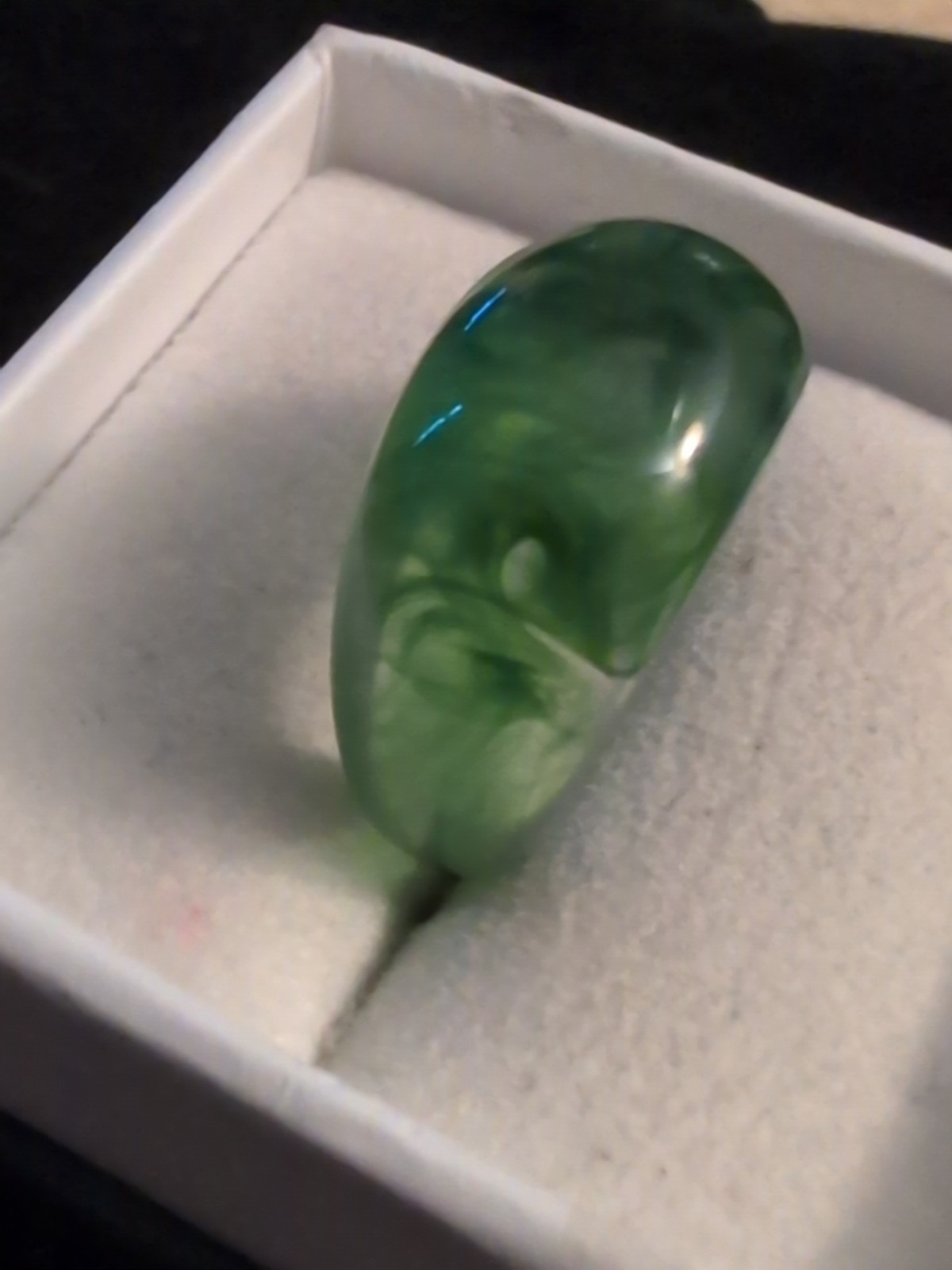 Bakelite Size 7 Ring Tortoise Shell Green Mossy P… - image 3