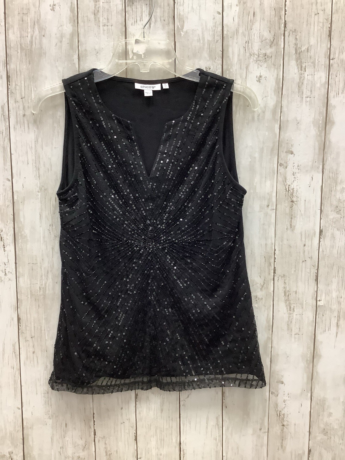 Chico’s Black Sequin Sleeveless V-Neck Top - Size 0 (US S)