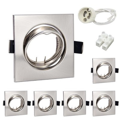 6er LED Einbaustrahler Rahmen GU10 Set Schwenkbar Edelstahl Gebürstet Einbaus...