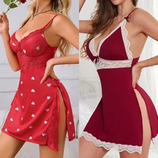 Red Sexy Women Lingerie Teddy Babydoll Underwear Sleepwear Nightgown Pajamas Set