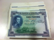 SPAIN- BUNDLE 100 x 100 PTAS 1925 P 69. VF CONDITION. 100 PIECES. KING FELIPE II