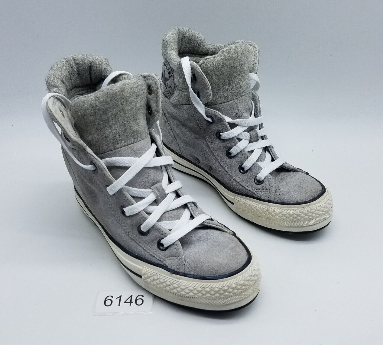 Converse Hidden Wedge Platform Mid Women's Sneakers Size 8 Gray Suede-image