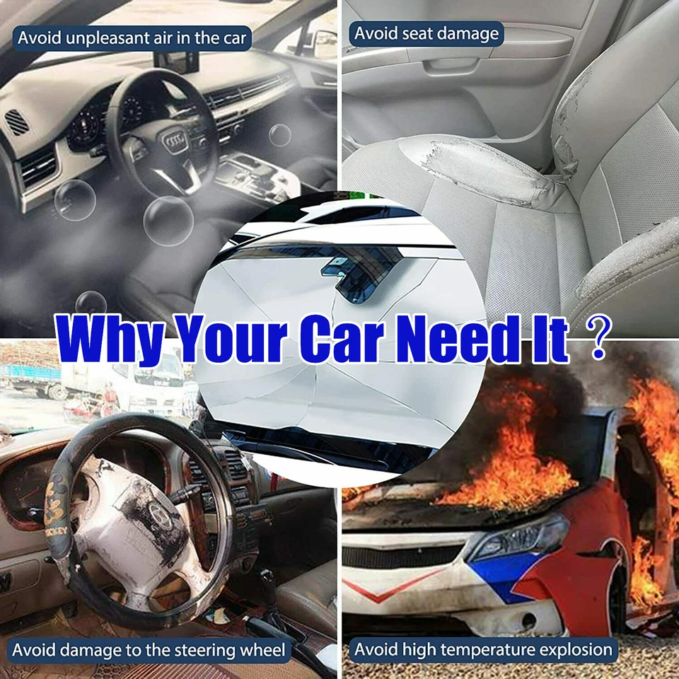 For KIA Car Windshield Umbrella Sun Shade Foldable UV Block Front Cover Shield - Image 2 of 4