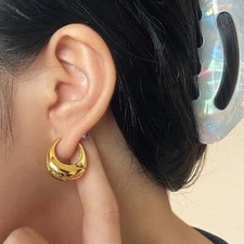 Classic Fashion Woman 18K Gold Plated Round Hoop Huggie Earring Stud