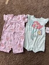 NEW NWT Disney Baby Girls 24 Months 2 Pack Rompers Little Mermaid Ariel