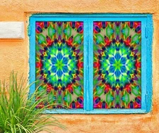 3D Colored Flower A167 Window Film Print Sticker Cling Stained Glass UV Zoe