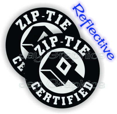 REFLECTIVE white - ZIP TIE CERTIFIED Hard Hat Stickers - Funny Helmet Decals USA