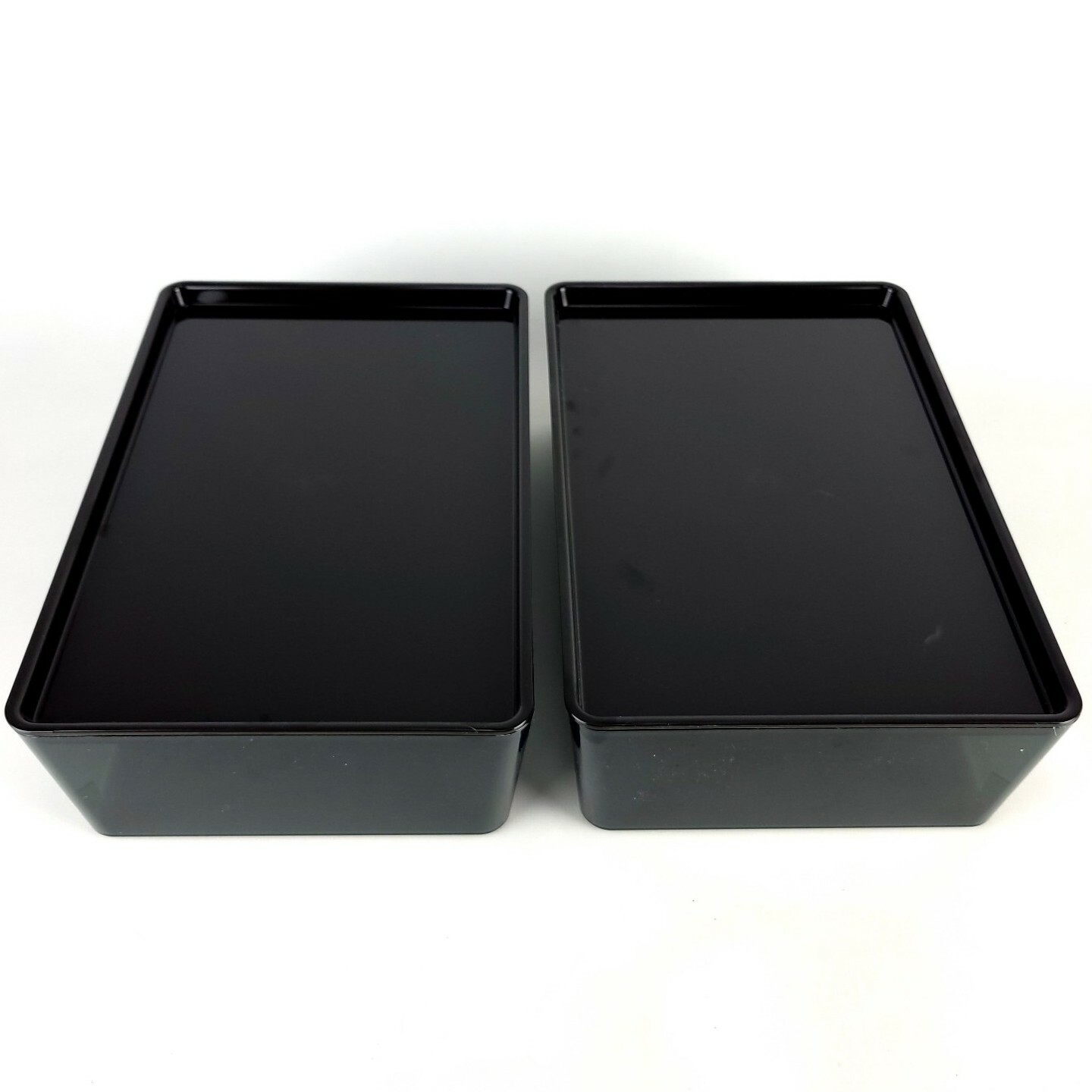 Lot of 2 Ikea KUGGIS Transparent Black Storage Container w/ Lid 7x10 1