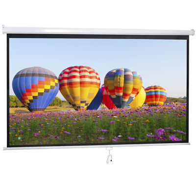 16:9 Manual Pull Down Projector Projection Screen Home Theater Movie 100 Inch 