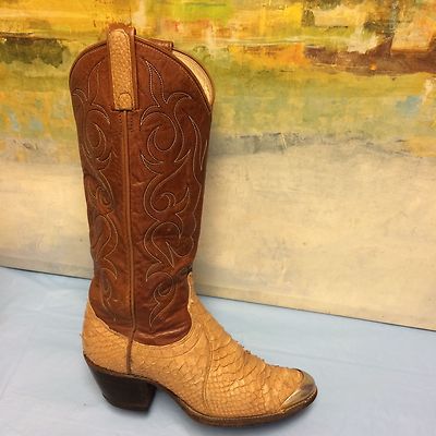 Dan Post Snake Skin Cowboy Boots in Women's 5 C - BROWN/BROWN 