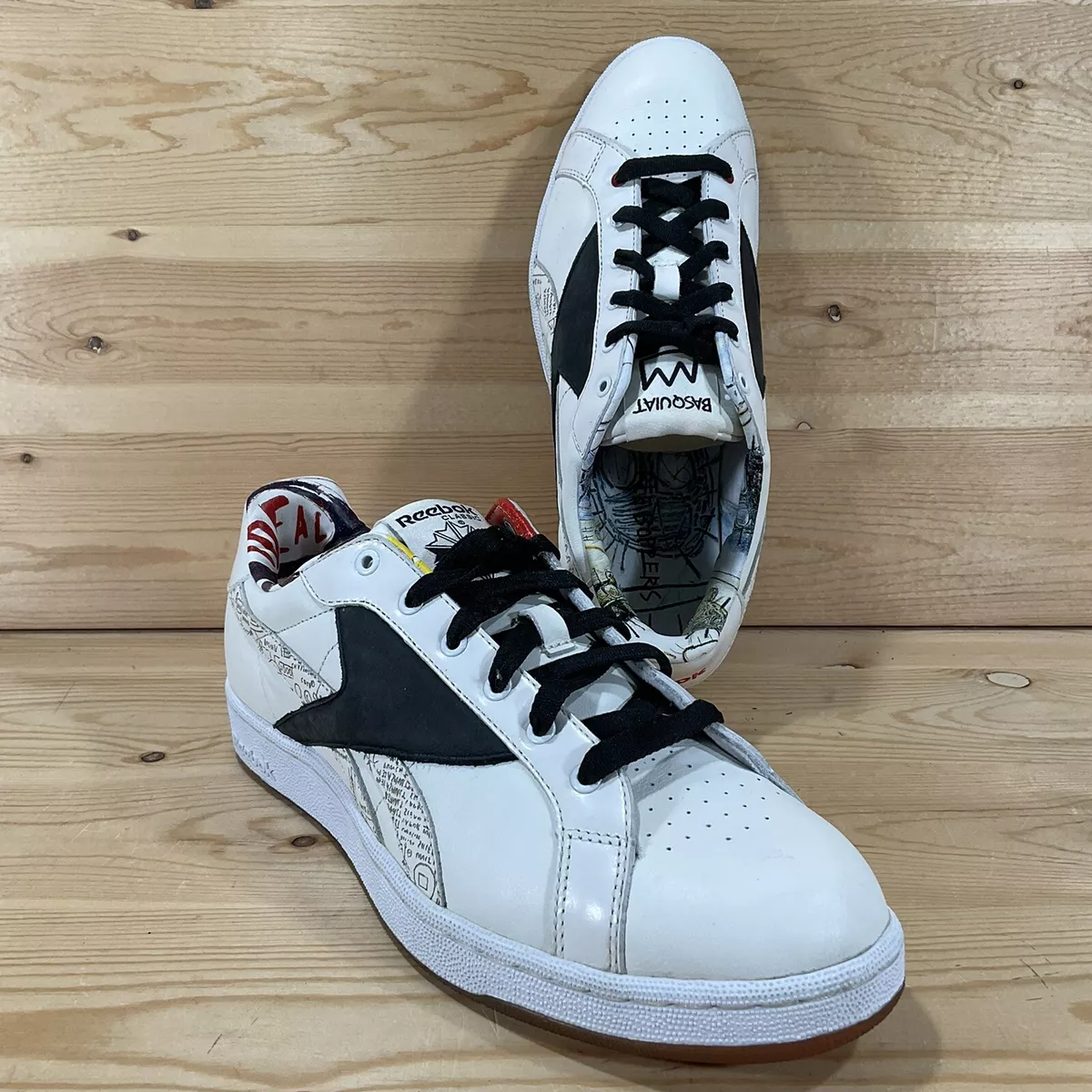 Basquiat Reebok Classic NPC UK Sneaker Men's 11 White Black Graffiti 6-240366 | eBay