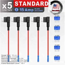 Standard Fuse Tap Dual Circuit Adapter 16 AWG Wire 12V 24V ATC/ATO Blade 5PCS