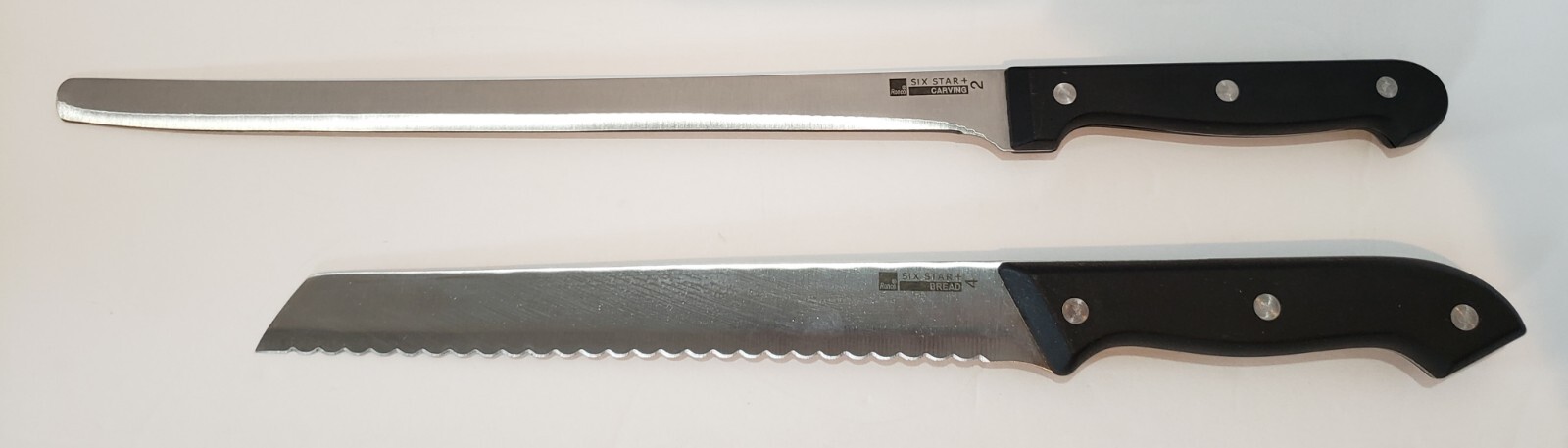 Ronco Showtime Six Star Stainless Steel Knives Carving #2 Bread #4 Set Of 2