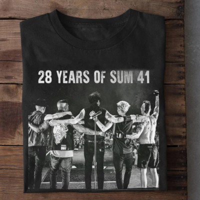 Sum 41 28th Anniversary Short Sleeve Cotton Black All Size Shirt