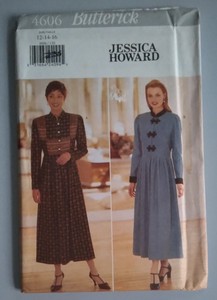 1996, BUTTERICK #4606 MISS SIZES 12-14-16 Pullover DRESSES PATTERN UNCUT
