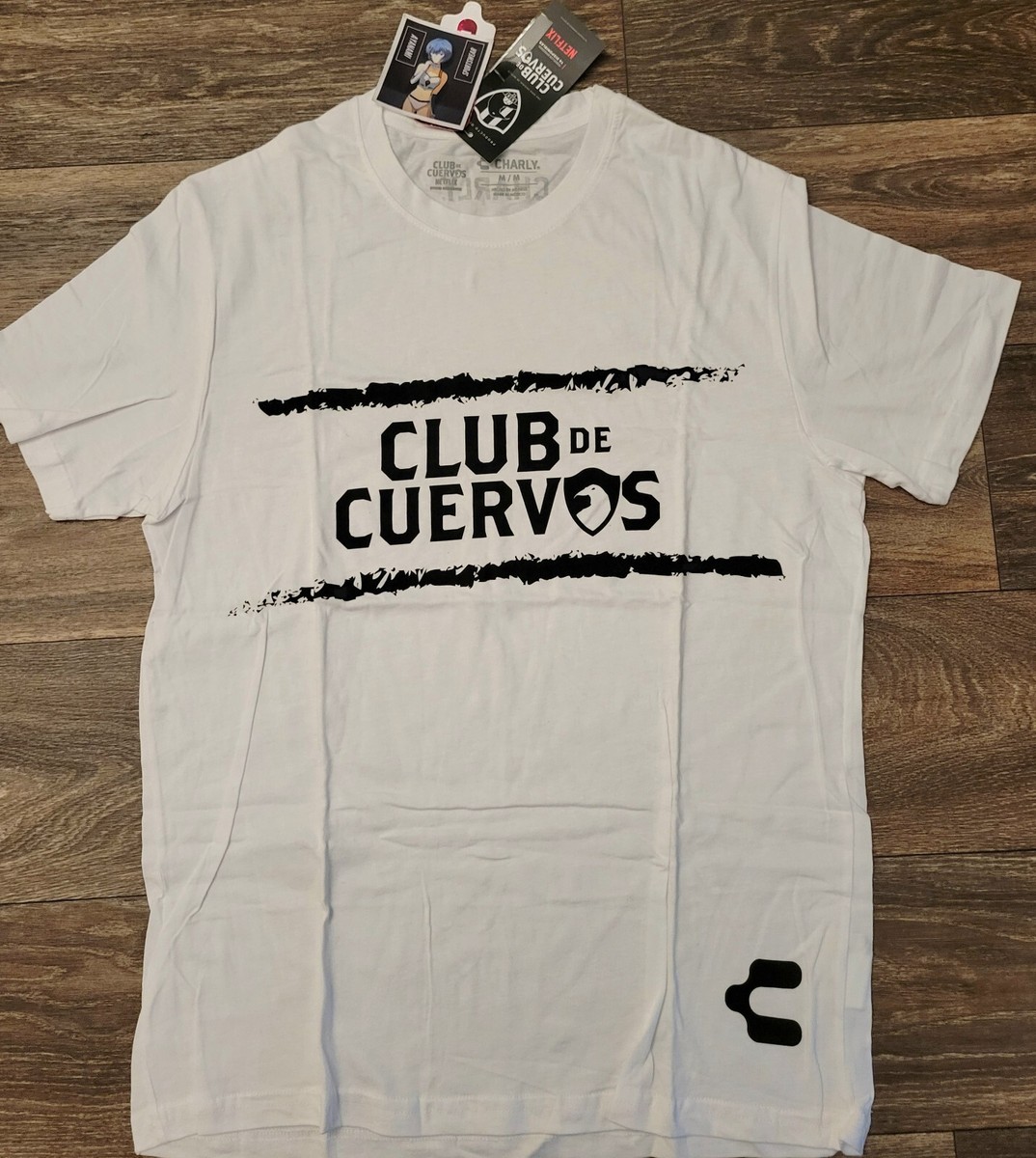 Netflix Club de Cuervos サッカーシャツ Mサイズ NWT Charly Netflix Club De Cuervos Futbol Logo T-Shirt White Mens
