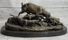 Statue Sculpture Deer Dog Hunting Art Deco Style Art Nouveau Style Solid bronze