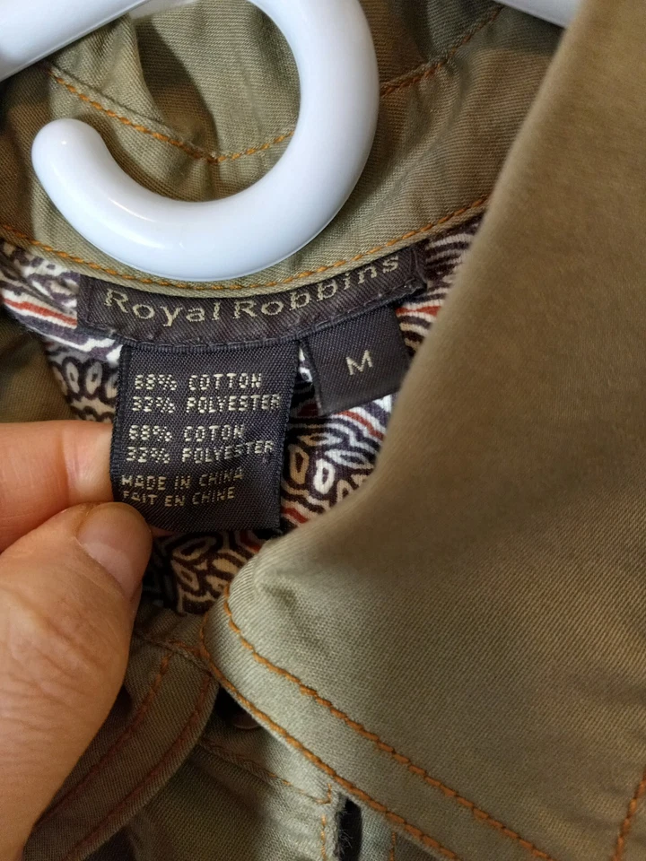 ROYAL ROBINS Mujer Verde Botón a Presión Mezcla de Algodón Top Camisa Chaqueta Talla M Foto 2 de 3