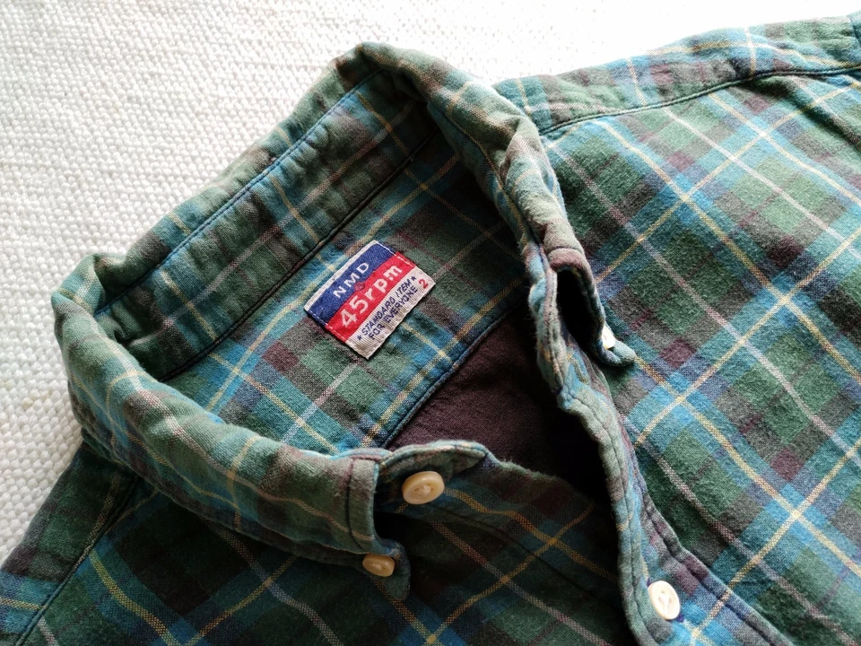 45RPM 四十五 RPM 工作室 R NMD 90 年代绿色格子厚衬衫中号 2 码 — 第 4/4 张图片
