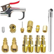 14 Piece Air Blow Gun Accessory Kit 1/4" NPT Compressor Tools Tire Gauge