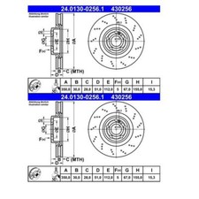 2x ATE 24.0130-0256.1 Bremsscheibe für Mercedes-Benz W177 V177 W247 H247 X247