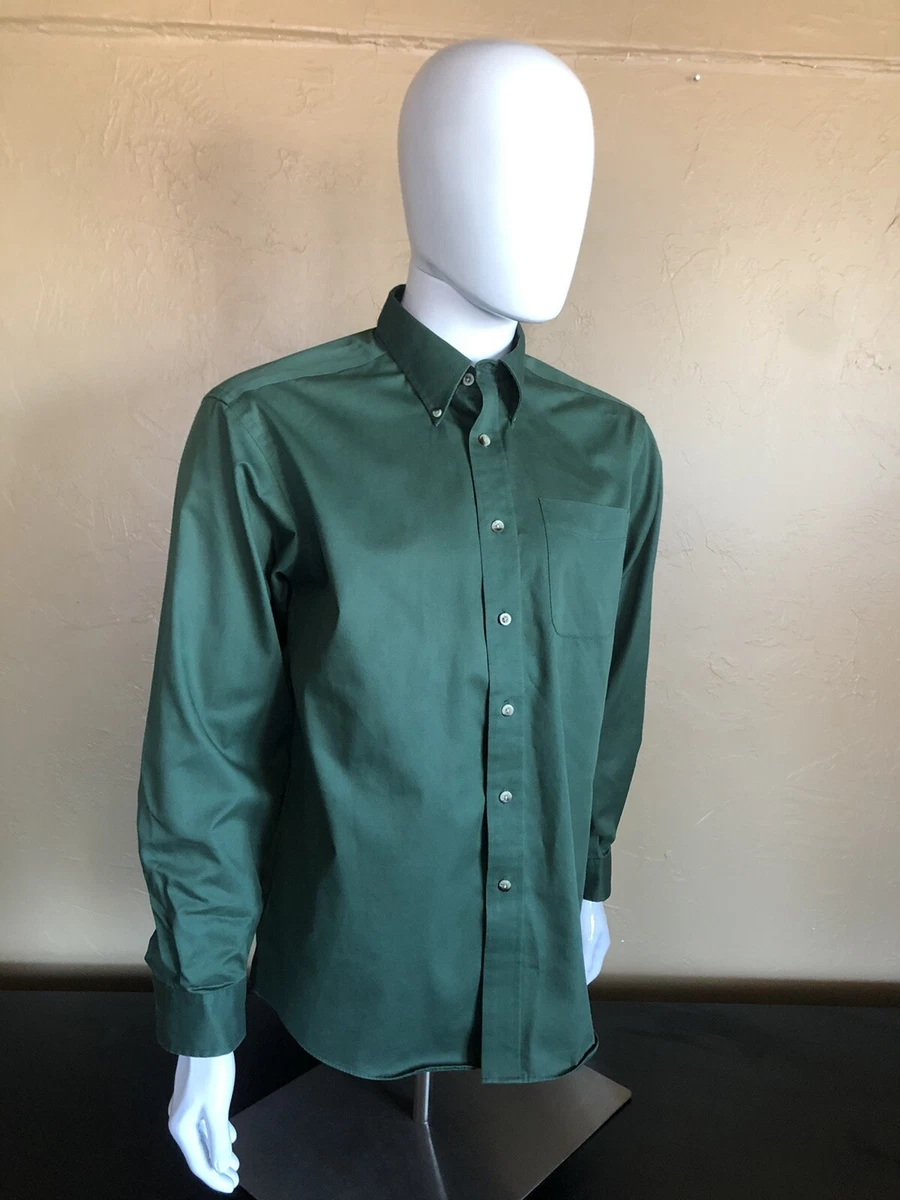 L.L. Bean Mens Hunter Green Cotton Long Sleeve Shirt Size Medium