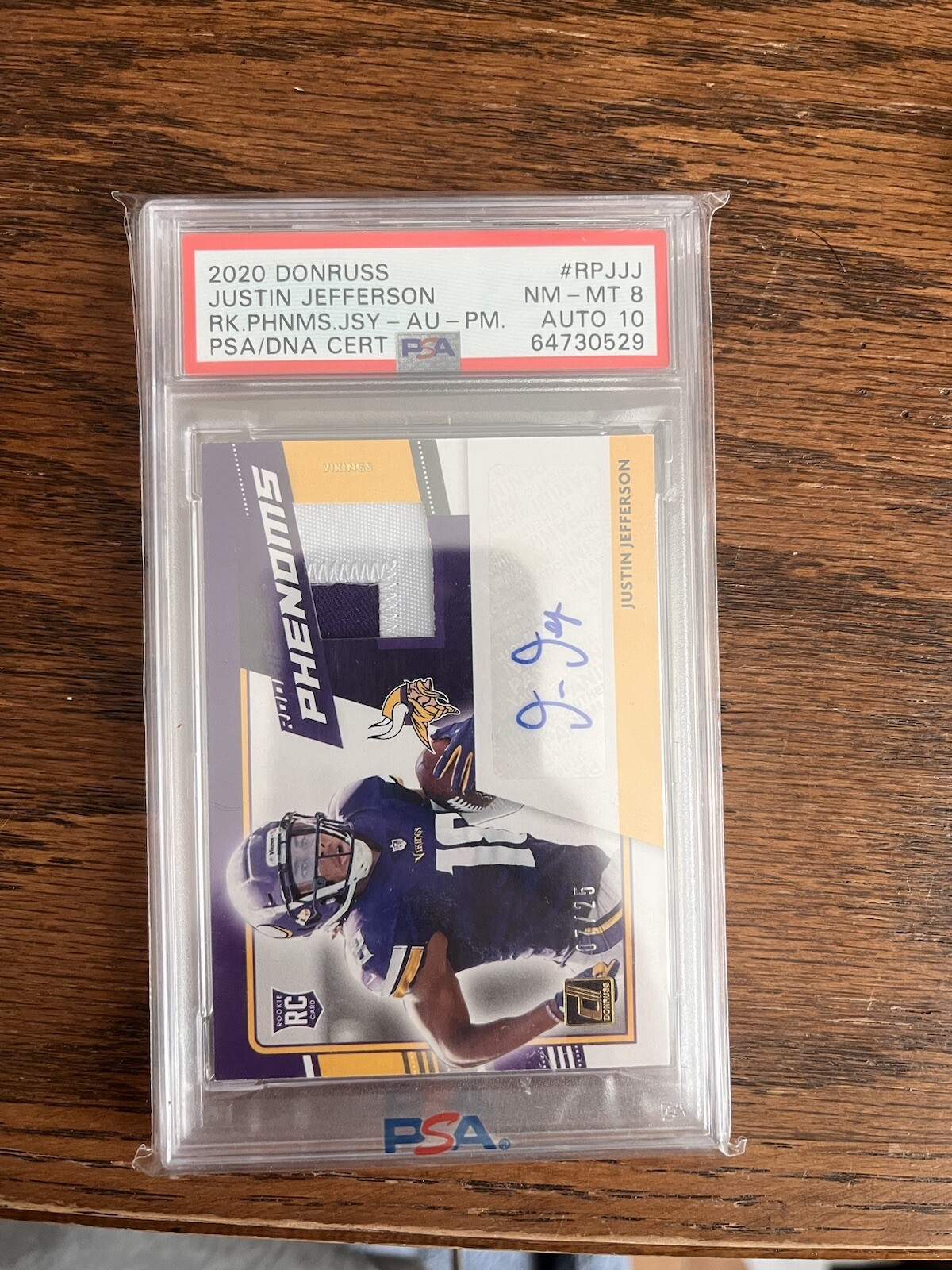 Justin Jefferson Panini Donruss Rookie Phenoms Jersey #RPJJJ Autograph