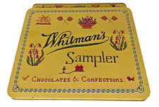 Whitmans Chocolate Sampler Tin Storage Box Hinge Lid Vintage replica of 1920 tin