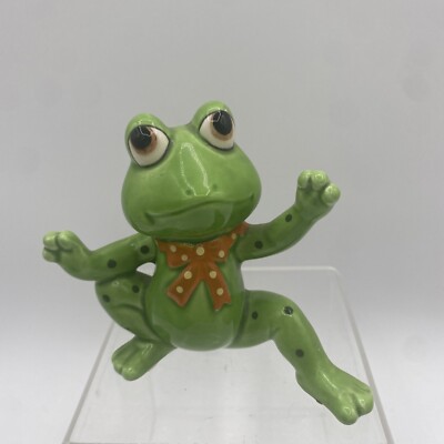 Porcelain Frog Figurine Hand Painted 1985 Vintage Lefton