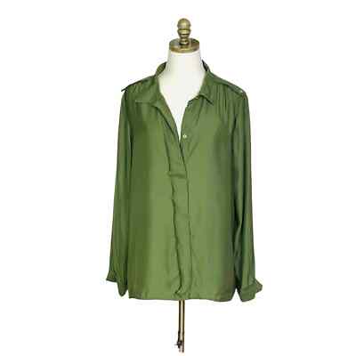 olive green satin top