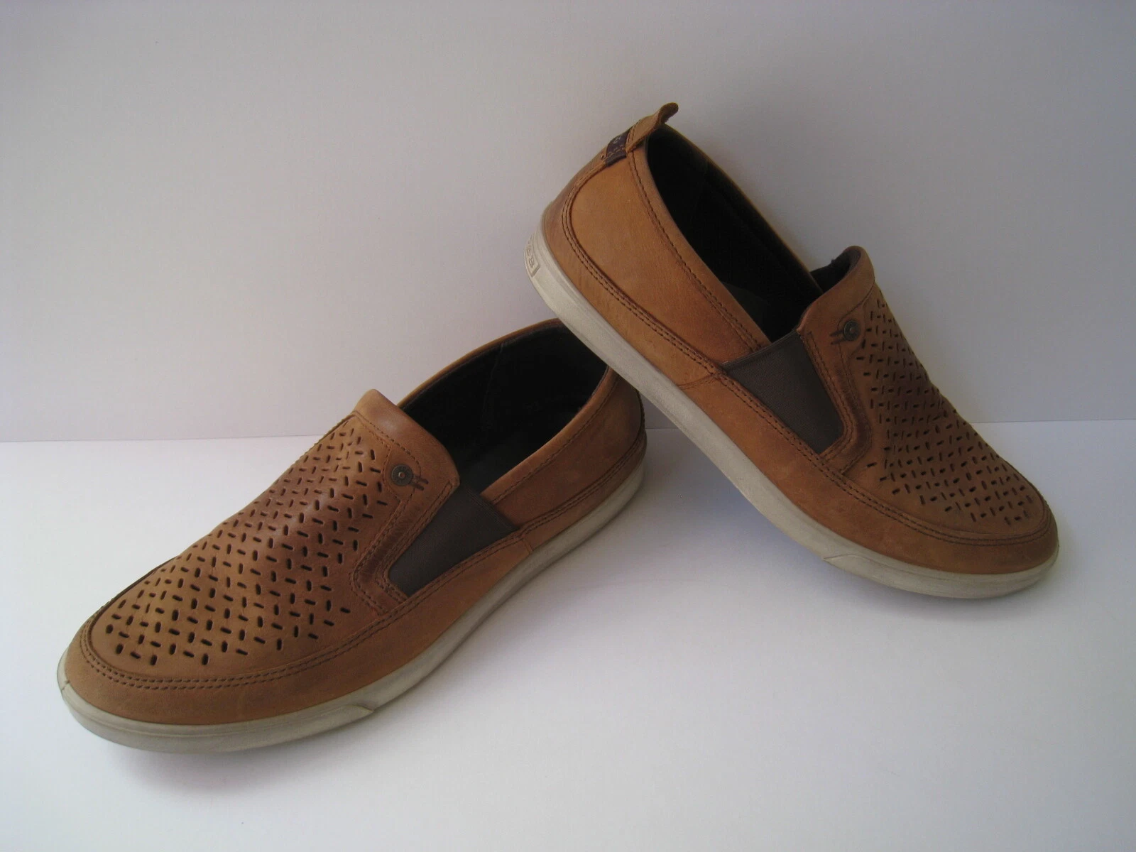 ECCO MOCASSINO UOMO ECO SUOLA INVECCHIATA PELLE MARRONE TRAFORATA US 7 EUR 41 BELLO