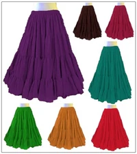 Cotton 12 Yard 4 Tiered Skirt Belly Dancing Ruffle GYPSY Flamenco ATS Rock