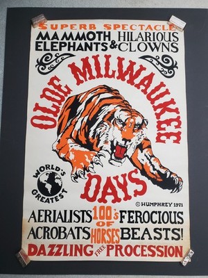 Vtg Original The Great Schlitz Olde Milwaukee Days 1971 Circus Poster 36'' X 24''