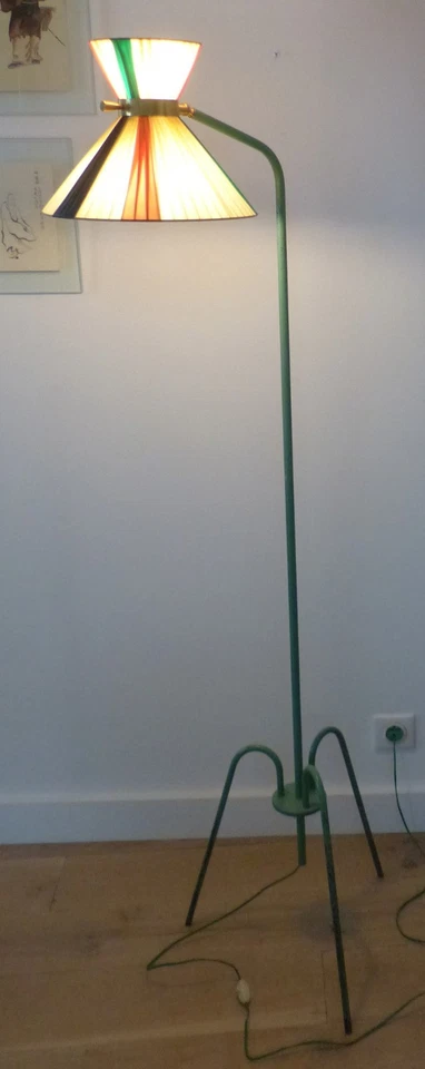 Lampadaire tripode DIABOLO de la Maison LUNEL des années 50 double éclairage - Photo 2/4