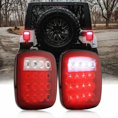 2x 16 LED Off Road Style Tail Brake Stop Lights Trailer Boat RV Stud Mounted 12V