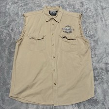 Vintage 2003 Laughlin River Run Motorcycle Vest Tan Size Large
