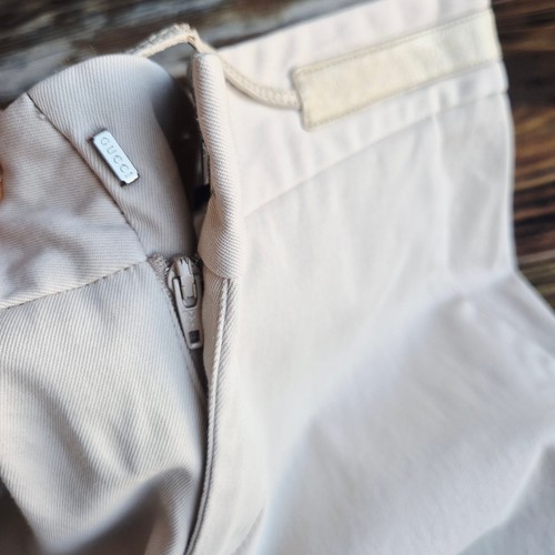 Vintage Gucci Made in Italy Built-In Leather Belt Pants Slim Leg Beige Womens 40 - Bild 8 von 15