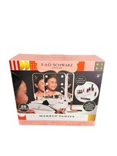 FAO Schwarz Kids Makeup Vanity Set Light Up Mirror 25 Piece Beauty Playset New