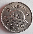 1942 CANADA 5 CENTS - AU  - Excellent Coin - Lot #G6