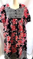 Loungee Housedress Size Large Red Floral Loungewear Short Sleeve Cotton